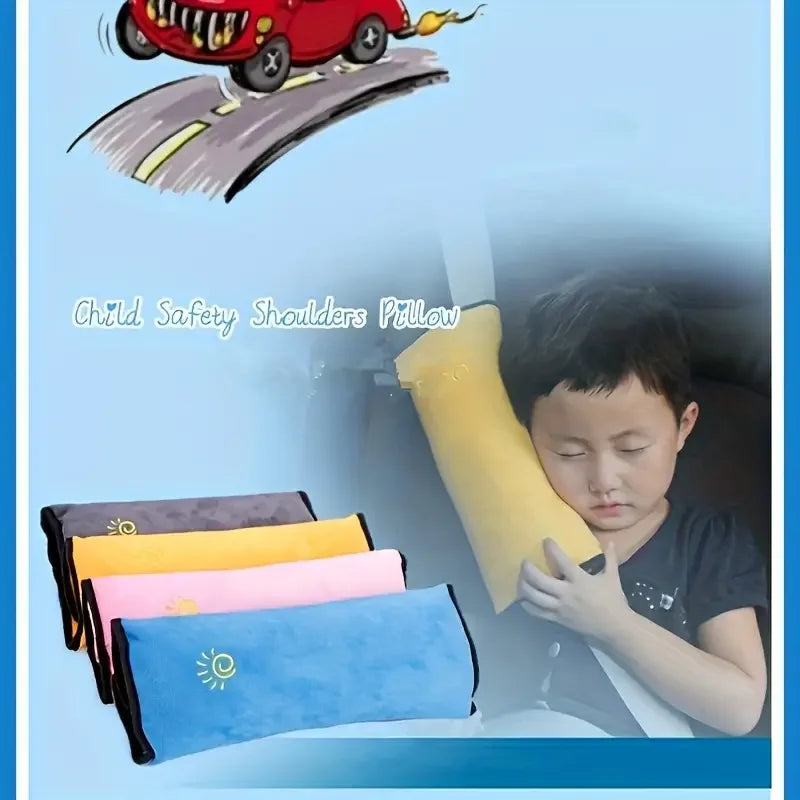 Kids Car Seat Shoulder Protector & Neck Pillow - Soft Velvet Cushion, Lightweight & Durable, Grey, Dry Clean Only Zpaxo