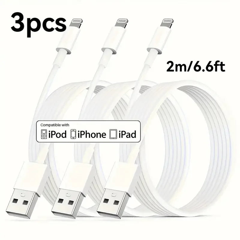 MFi Certified USB Lightning TPE Cable Fast Charging Sfor iPhone14 13 Zpaxo 3PCS White 2M