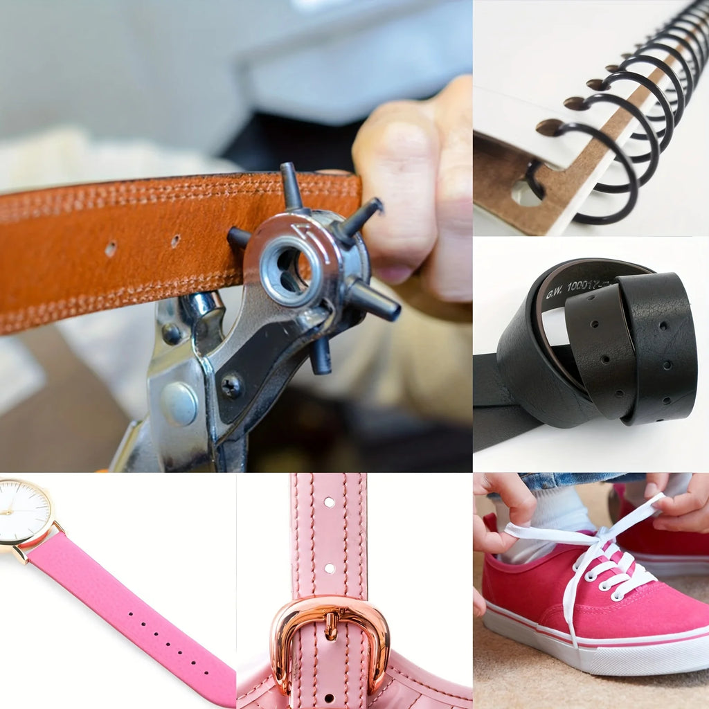 5pcs Multifunctional Belt Leather Punch Pliers, Round Hole, Flat Hole, Oval Hole Puncher, Belt Hole Puncher for Leather Zpaxo