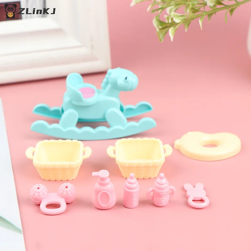 ▶1:6 Mini Small Plastic Rocking Horse Model Balance Horse Doll House Decoration Pretend Play House Toy Gift For Child Kid Girl Zpaxo