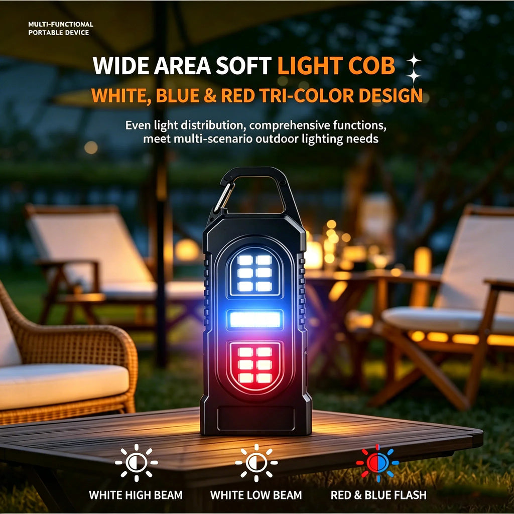 Mini COB LED Keychain Flashlight – USB-C Rechargeable, IPX4