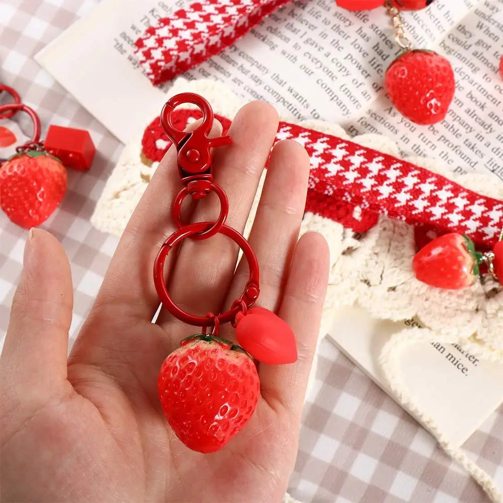 Cute Creative Car Key charms Bag Pendant Gift For Friend Backpack Pendant Key Accessories Strawberry Heart Keychain Key Holder Zpaxo