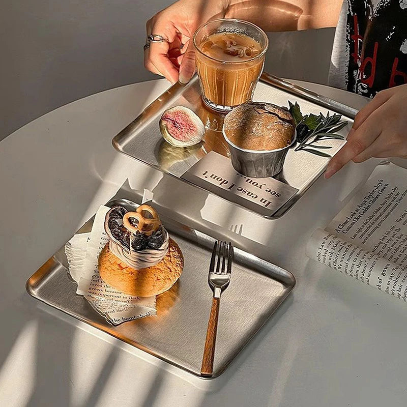 Nordic Rectangle Stainless Steel Tray Buffet Presentation Food