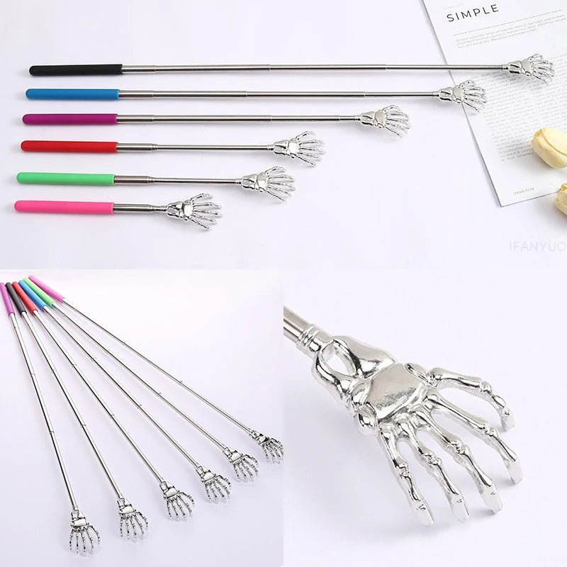 1pcs Stainless Steel Back Scratcher Ghost Hand Telescopic Scratching Massager Portable Adjustable Extendable Itch Massage Tool Zpaxo