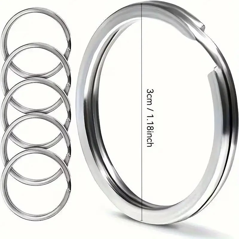 10pcs 304 Stainless Steel Key Rings – 2.54 cm Flat Ring, Separated, for Home, Car & Men's Accessories Zpaxo