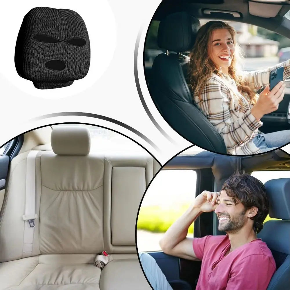 Knitting Car Seat Headcover 3Hole Warm Funny Hat Decoration Zpaxo