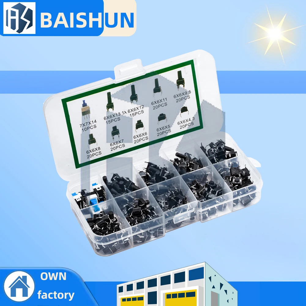 10-Assorted Tactile Switch Kit (180PCS): Mini Momentary Buttons for DIY Electronics Projects Zpaxo