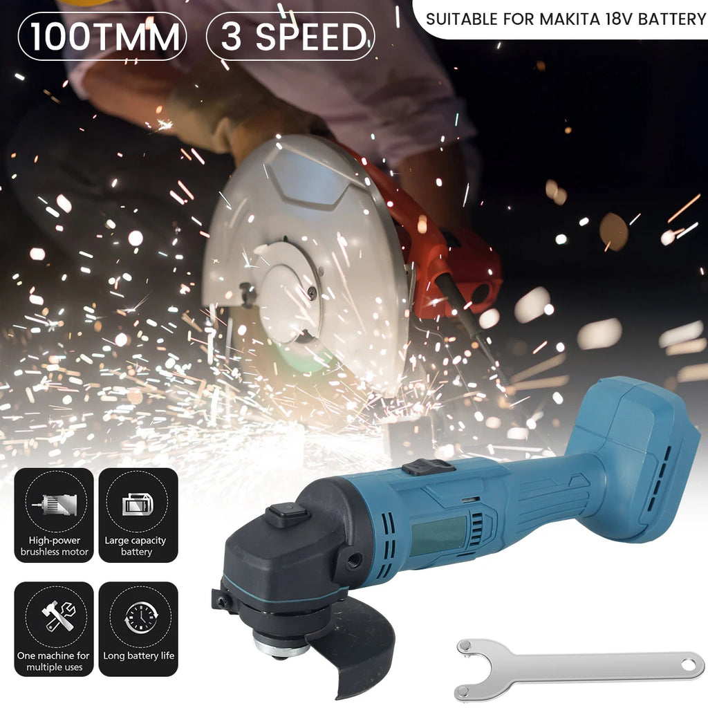 100mm Brushless Angle Grinder 8000 rpm Polishing Cutting Machine Cordless Electric Grinder Power Tool for Makita 18V Battery Zpaxo