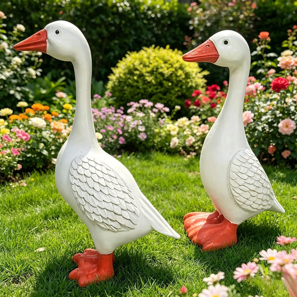 Goose Statue 2 Pieces Outdoor Animal Sculptures Yard Goose for Lawn Yard Party Patio Balcony Deck Home Classroom School Zpaxo