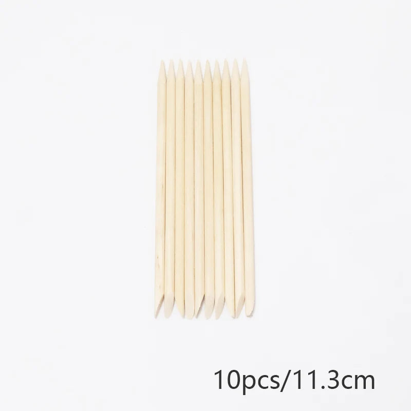 Nail Cuticle Pusher Orange Wood Sticks Nail Manicures Remover Wooden Design Nail Gel Polish Drawing Stick for Nail Art Zpaxo 10Pcs 11.3cm