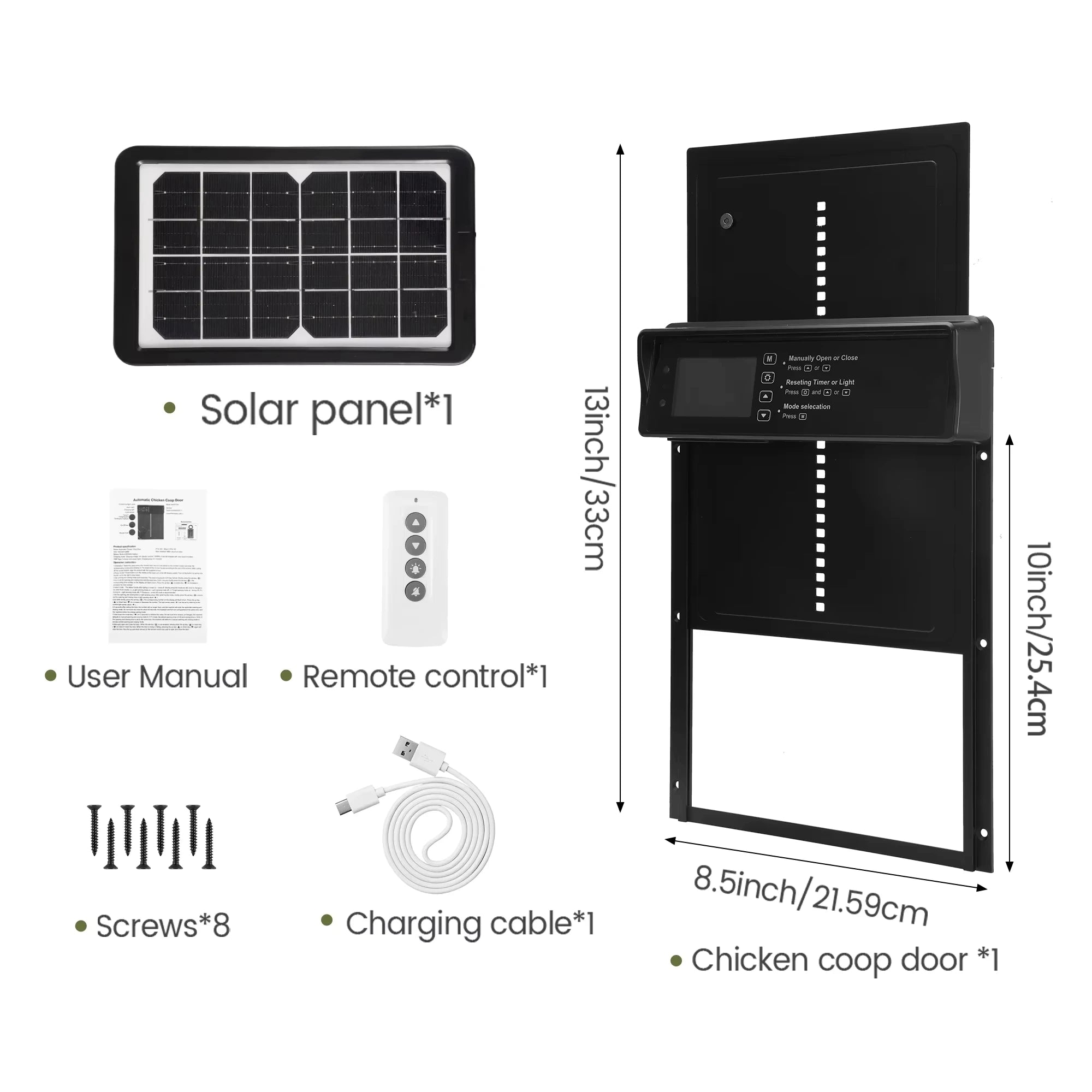 Automatic Chicken Coop Door Auto Duck Door Battery Powered Electric Chicken Coop Door with Timer & Manual Control LED Screen Zpaxo Large Solar Version
