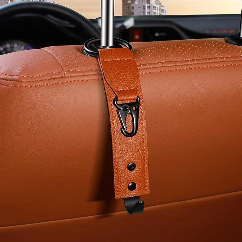 PU Leather Car Headrest Hook – Seat Organizer Hanger Clip