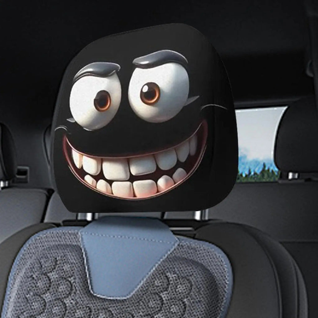 Funny Face Car Headrest Covers Auto Seat Pillow Cases Interior
