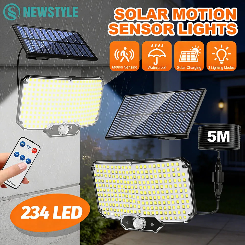 Solar Lights Outdoor Garden Lights 234/328LED Solar Motion Sensor Lights Security Lights with Remote Control Yard Patio Pathway Zpaxo