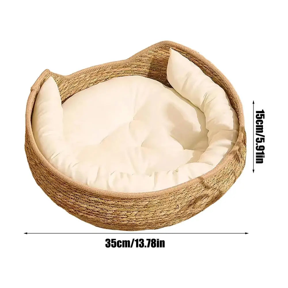 Woven Cat Bed Hand-woven Cotton Rope Basket All Season Indoor Weaving