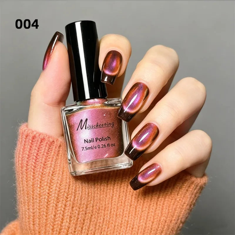 Iridescent Blue Cat Eye Nail Polish Magnetic Polarized Nail Gel No Lamp Baking Soak Off UV LED Manicure Design Nail Art Varnish Zpaxo 04