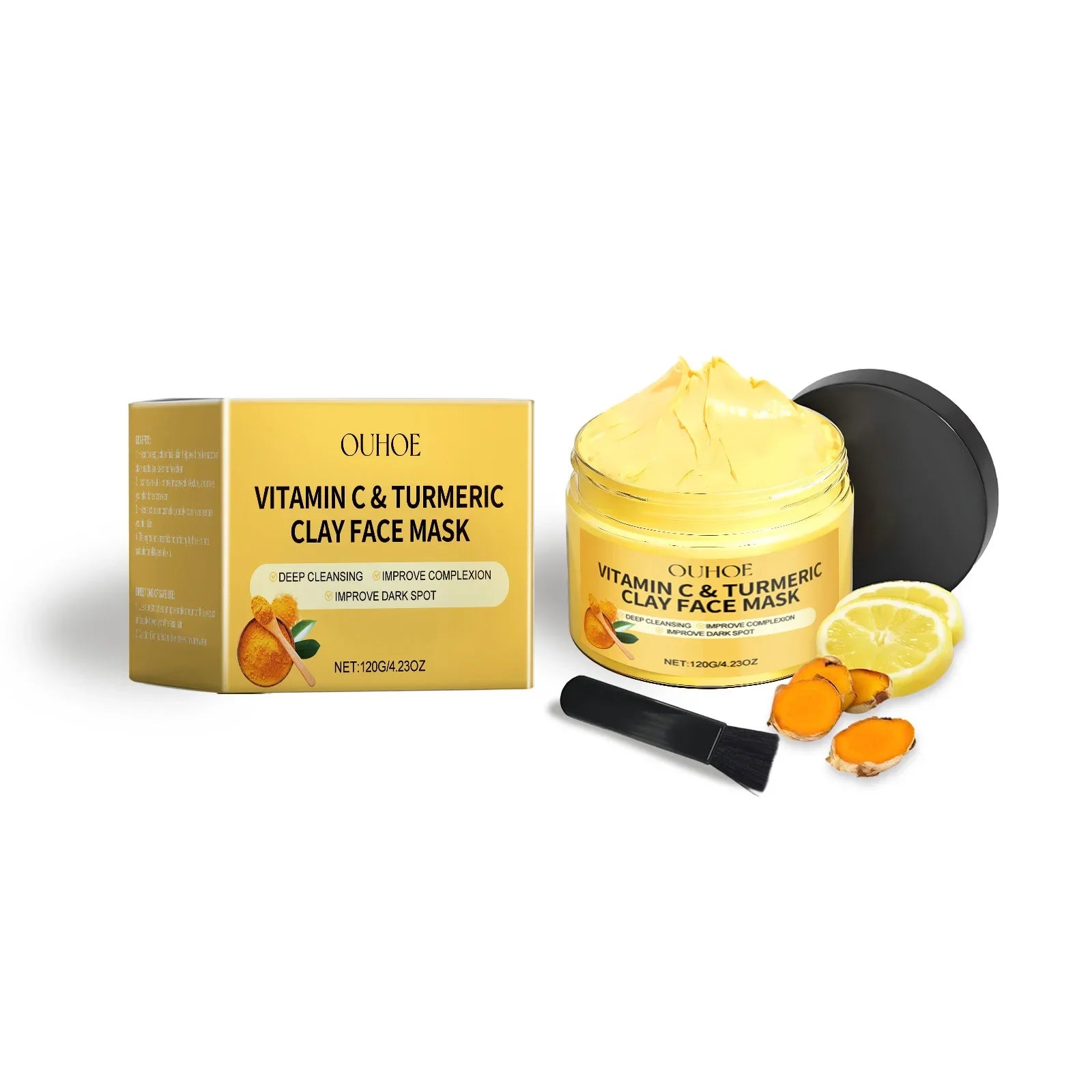 Vitamin C Turmeric Mud Mask Exfoliating Facial Mask Improve Pore Deep Cleansing Nourishing Hydrating Glowing Skin Care Clay Mask Zpaxo 120g boxed