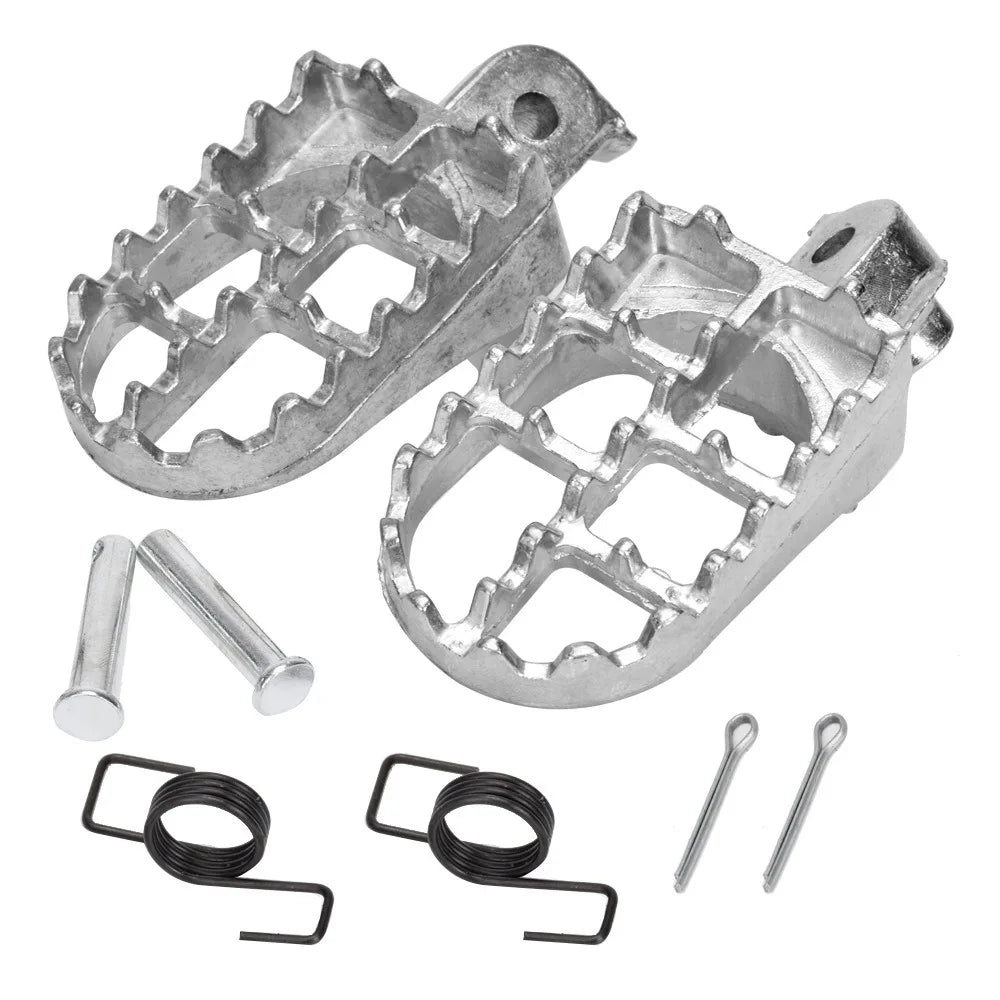 Iron Material Motorcycle Foot Pegs Springs Bolts Black Silver Pedals Zpaxo Silver