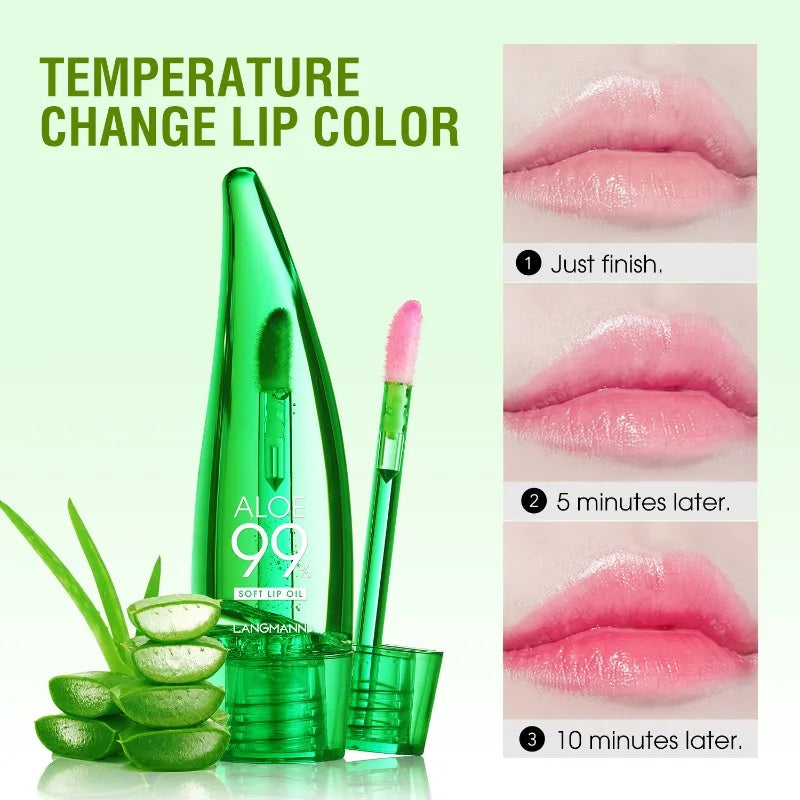 Aloe Vera Moisturizing Lip Gloss Temperature-changing Liquid Balm