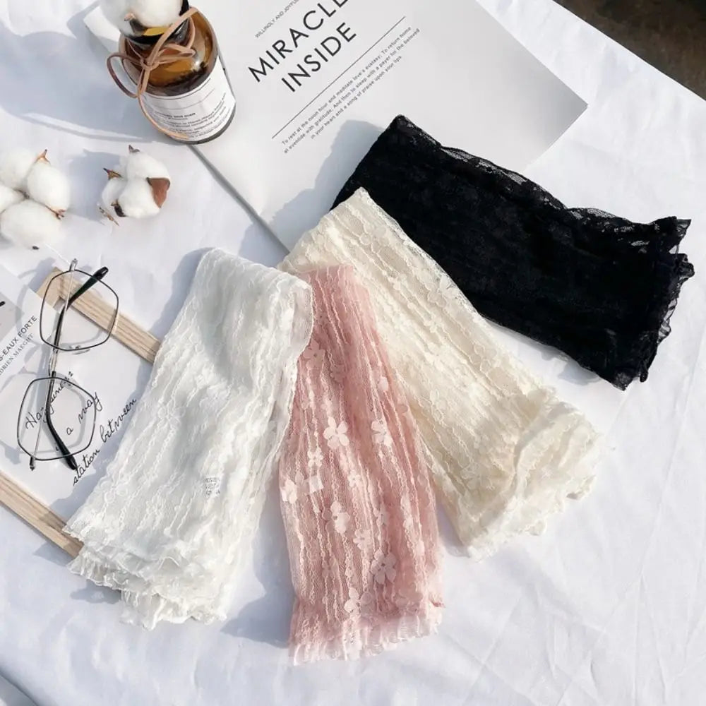 Women Fingerless Ultra Thin Lace Mesh Sunscreen Sleeves Arm Cover Arm Sleeves Driving Gloves Zpaxo