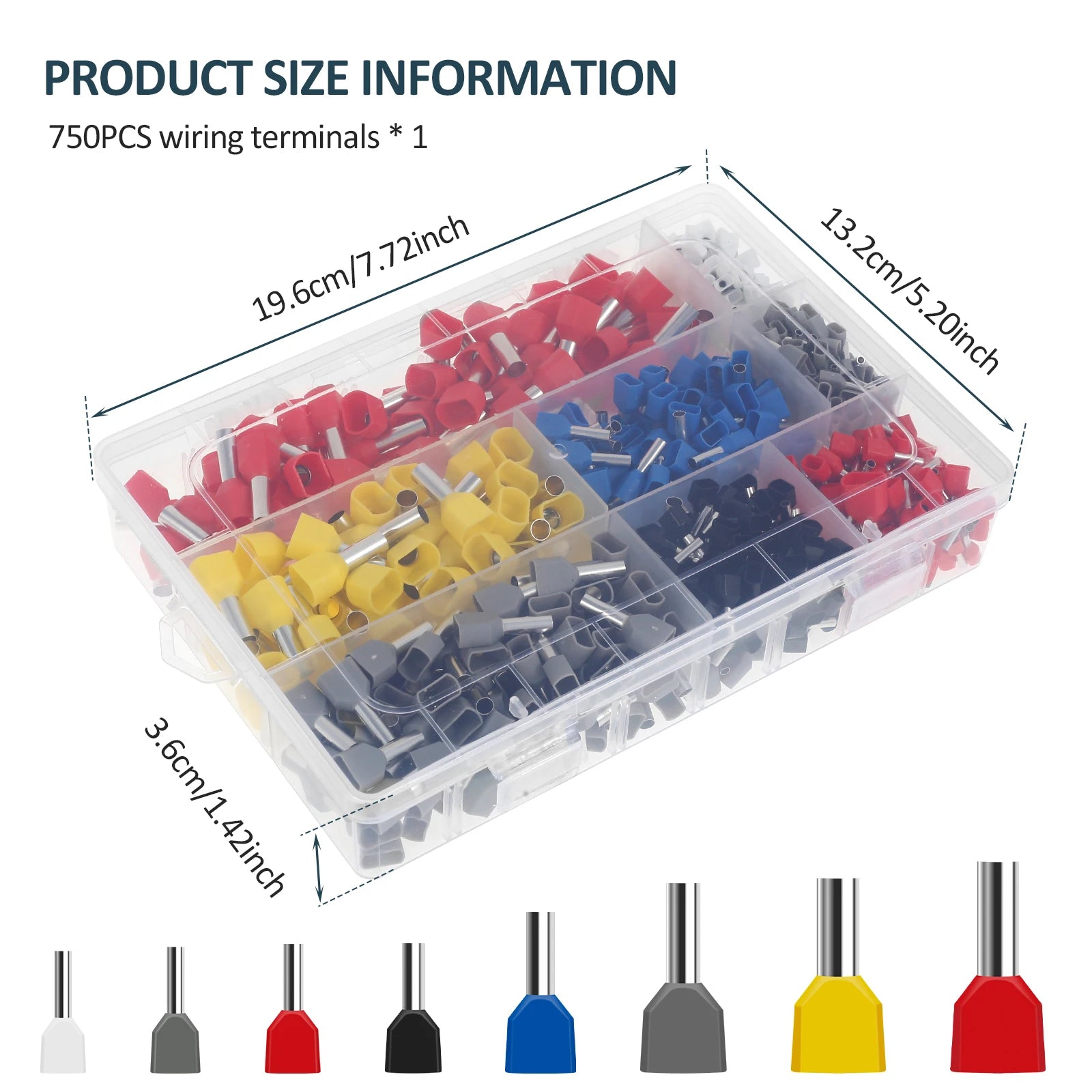750PCS Double Wire End Ferrules Kit Multipurpose Reliable Twin Wire End Ferrules with Box Easy to Utilize for Cable Connecting Zpaxo