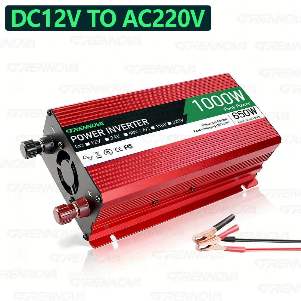 Grennova 1000W True Rated Power Inverter DC 12V/24V/48V to 110V/220V AC Converter for Road Trip & Camping w/ USB & AC Outlets Zpaxo 12V to AC 220V 50HZ