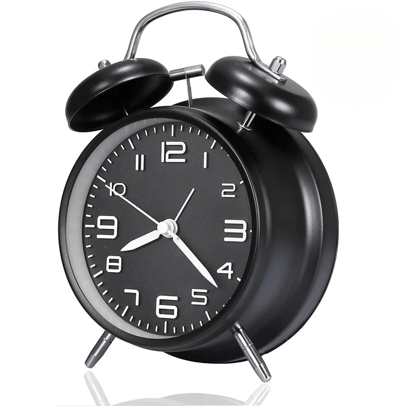 Metal Frame Twin Bell Alarm Clock 3D Dial Backlight Loud