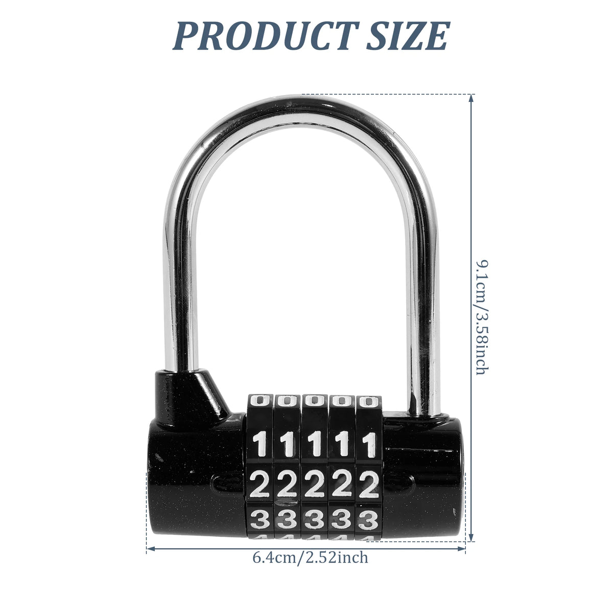Padlock Combination 5 Digit Zinc Alloy 91/ 63mm Door Lock Luggage Cabinet Toolbox Gym Locker for Outdoor Hotel/Office/Safe Case Zpaxo black Large model