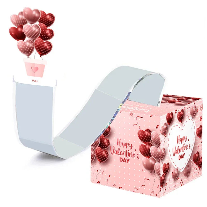 Valentine's Day Money Box For Cash Pull Pink & Red Money Pull Box For Cash Gift With Greeting Card Valentine Surprise Money Roll Zpaxo A