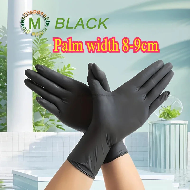 Kitchen Gloves Disposable Nitrile Latex Gloves Black Washing Tableware Housework Car Industry Gardening Pet Care Cooking Tools Zpaxo Black-M-23x10cm 100PCS (50 pairs)