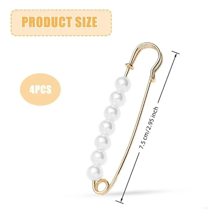 4Pcs Pearls Embellished Clothing Pin Waist Tighteners Clip for Jeans Trous Pants Zpaxo