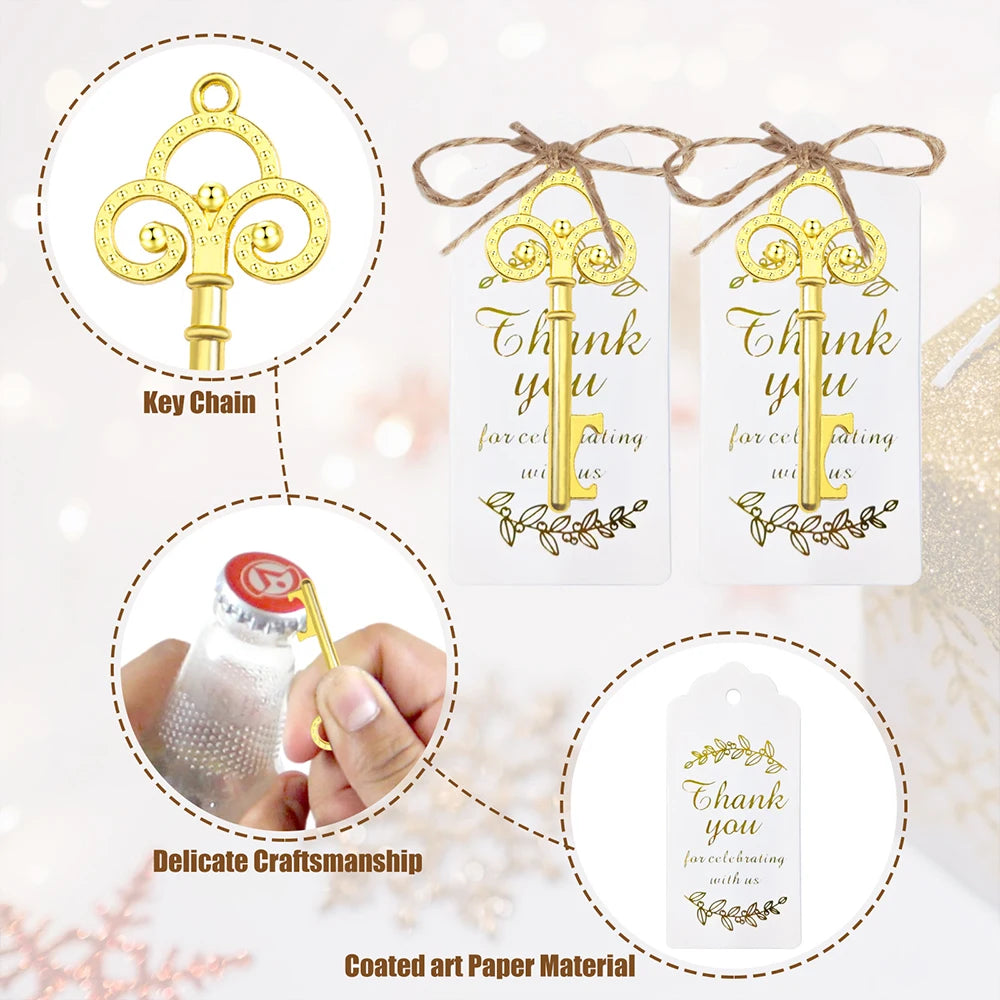 30/10/5Pcs Key Bottle Openers with Thank You Tag Vintage Beer Wine Opener Souvenir Gift for Guests Wedding Party Favors Zpaxo