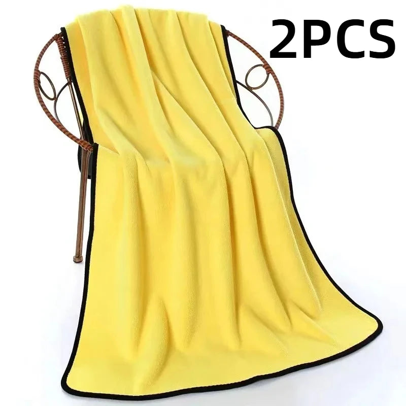2-Pack Microfiber Dog Bath Towels – Absorbent Pet Drying Cloth Pet Drying Towel Zpaxo yellow 2PCS 50x100cm