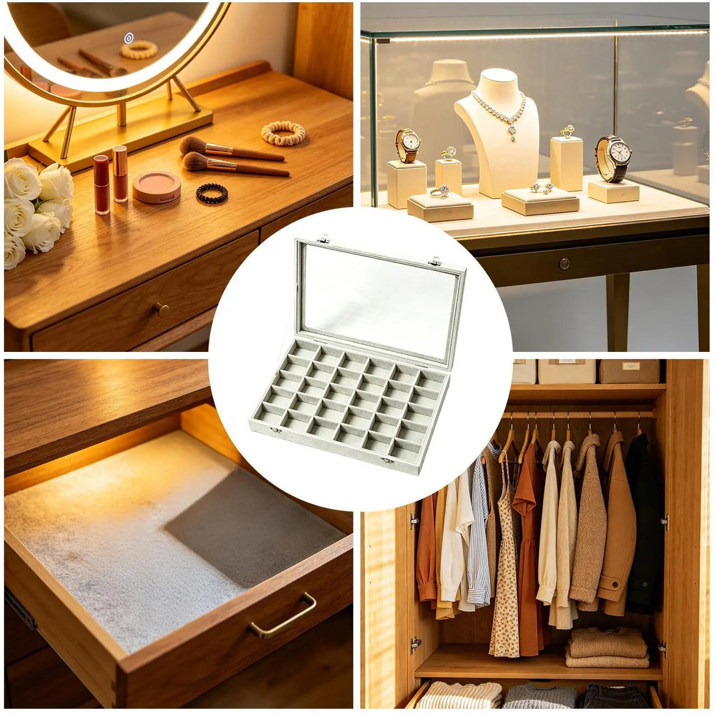 Earring Organizer 30-Grid Ring Storage Drop Earrings Tray Women Girls