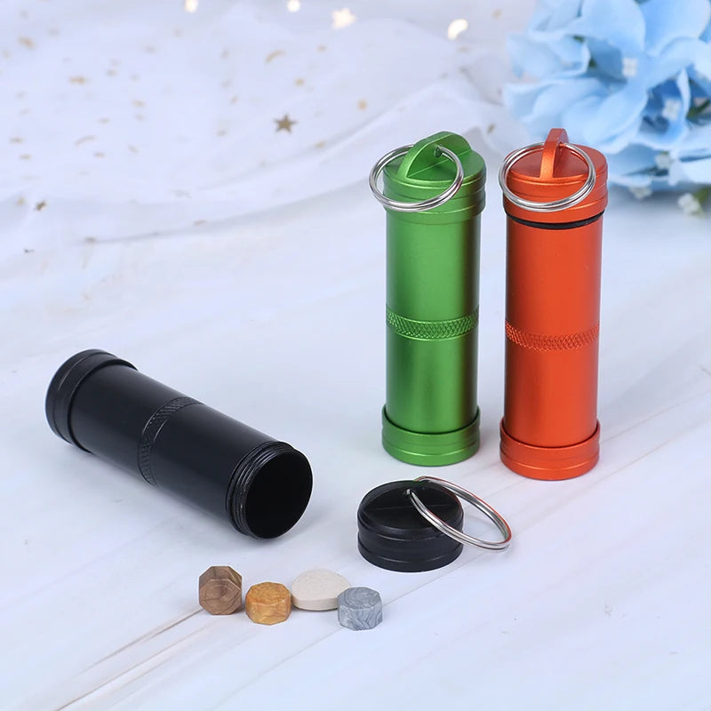 1PC Mini Waterproof Capsule Seal Bottle Outdoor EDC Survival Pill Box Tank Case Zpaxo