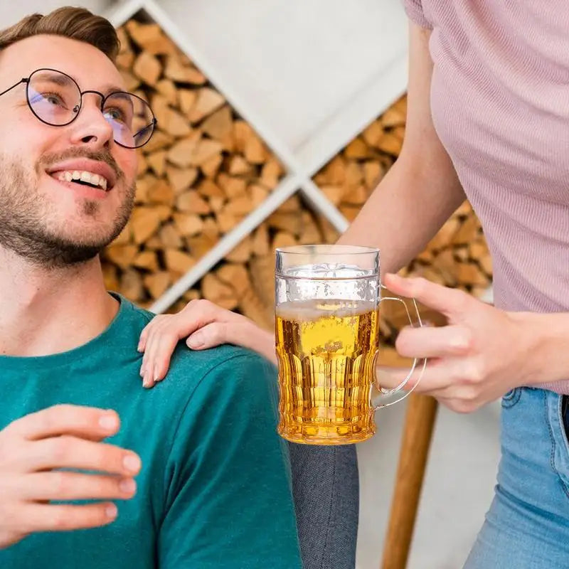 Simulated Beer Mug Funny Double Layer Funny Beer Mug Dishwasher Safe Creative Model Prank Toy For Parties Barbecues Holiday Zpaxo