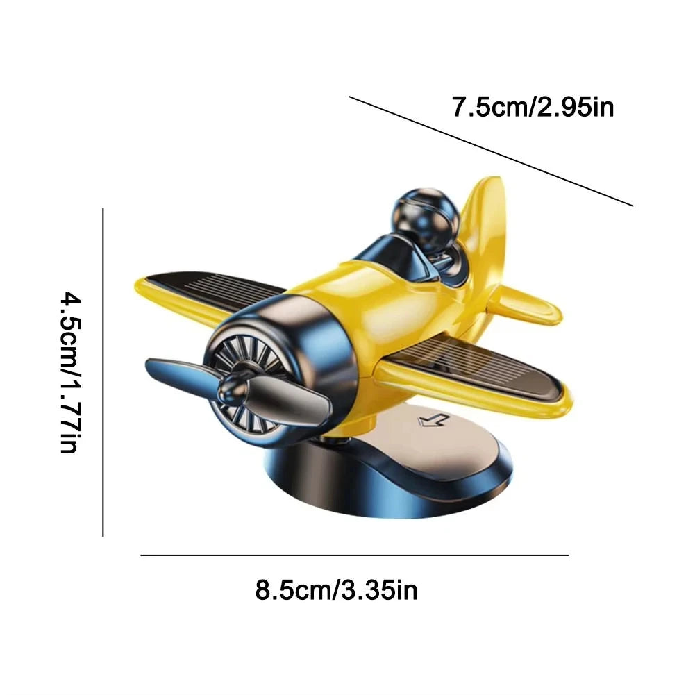 Solar Powered Rotating Airplane Car Dashboard Ornament 360 Auto Spin