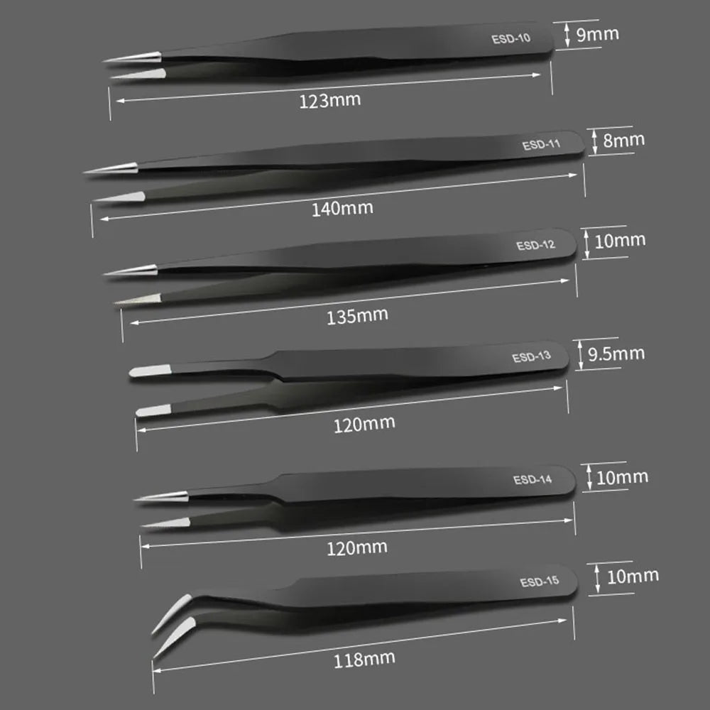 Anti-static Stainless Steel Tweezers Precision Maintenance Industrial Zpaxo
