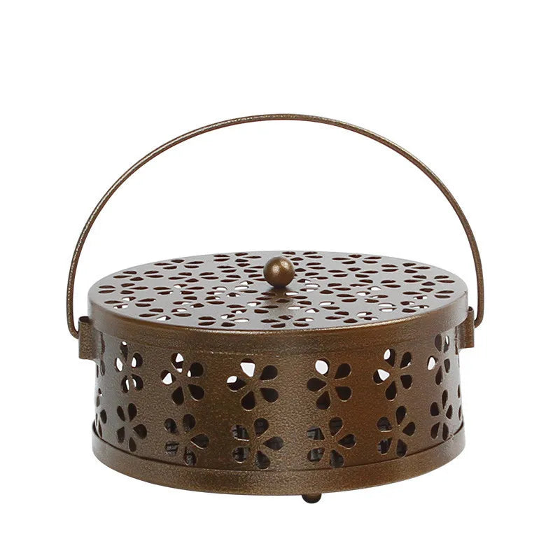Creative Mosquito Coil Box and Holder, Indoor and Outdoor Fireproof Aroma Burner, Large Mosquito Coil Burner, Mosquito Coil Tray Zpaxo bronze