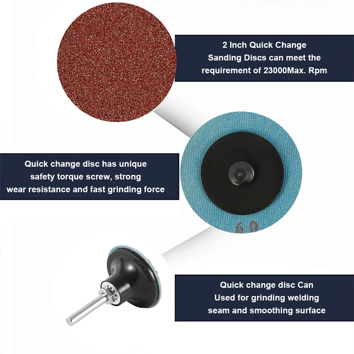 50Pcs Sandpaper 36-240 Grit Grinding Wheel Set Quick Change Combination for Wood Furniture Finishing/Metal/Automotive Polishing Zpaxo