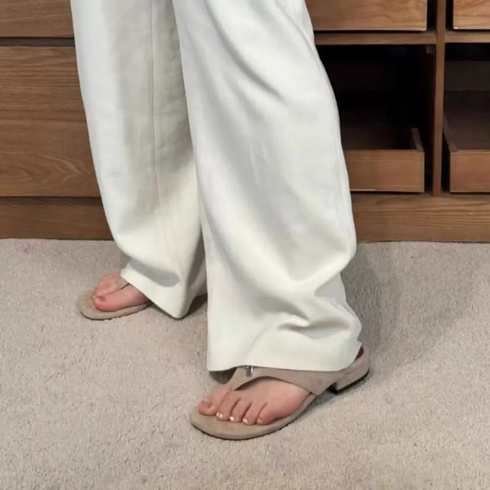 2025 Summer New Fashion Versatile Flat Toe Flip-flops Women's Outdoor Holiday Beach Shoes Casual Sandals Zpaxo