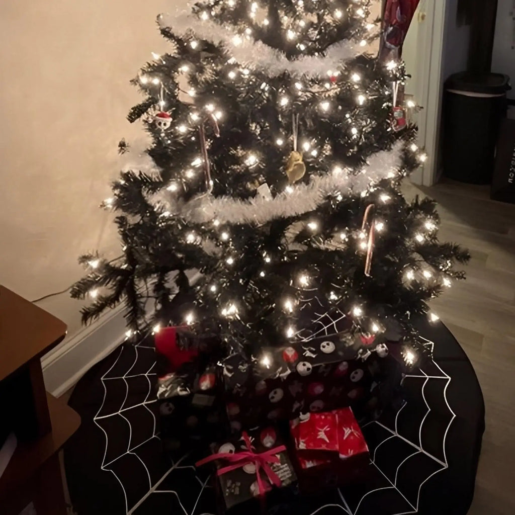 Halloween Tree Skirt Spider Web Horror Mat Indoor Outdoor Fall