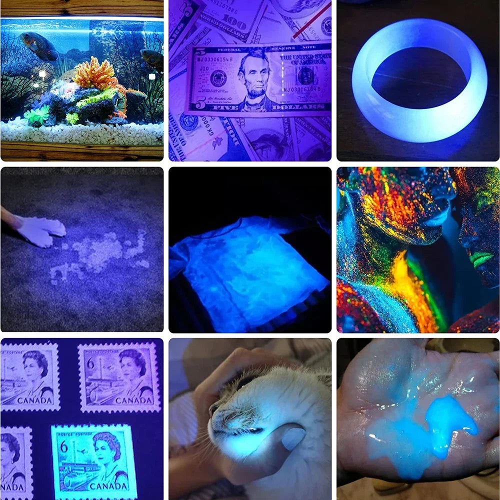 ESMARTER 3-in-1 UV Black Light LED Flashlight USB Rechargeable