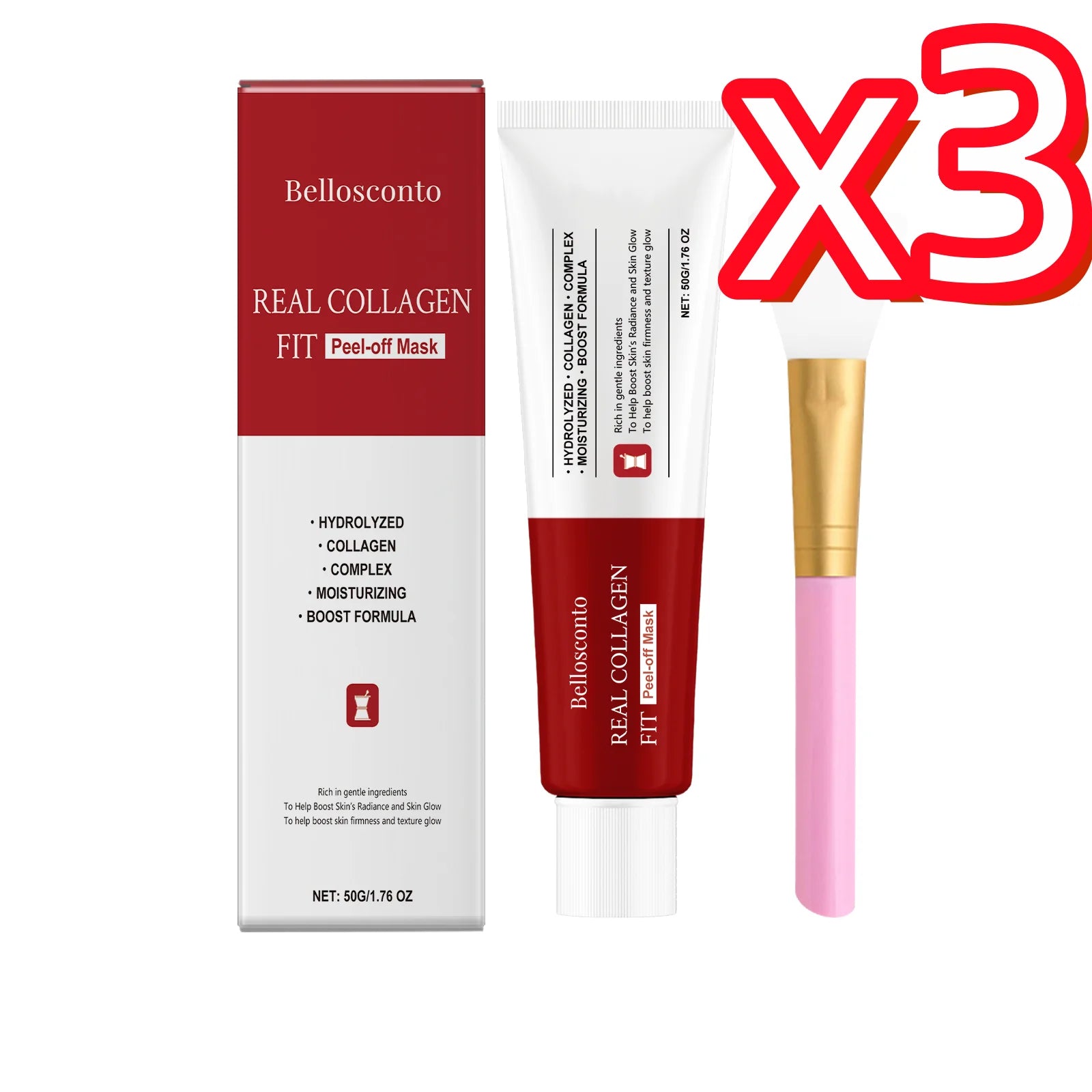 Collagen Peel Off Mask – Blackhead Removal & Skin Brightening Peel Off Face Mask Zpaxo 1set Boxed x 3