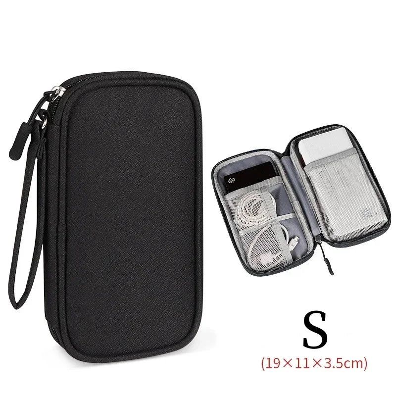 Large Size Travel Organizer Bag Cable Storage Organizers Pouch Carry Case Portable Waterproof Storage Bags for Cable Cord Zpaxo Black S