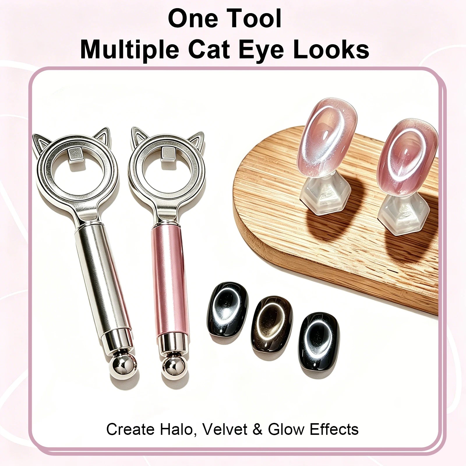 Cat Ear Shape Halo Cat Eye Nail Magnet Strong Ring Magnetic Tool for Glass Bead Side Light Nail Art DIY Magnetic Gel Manicure Zpaxo
