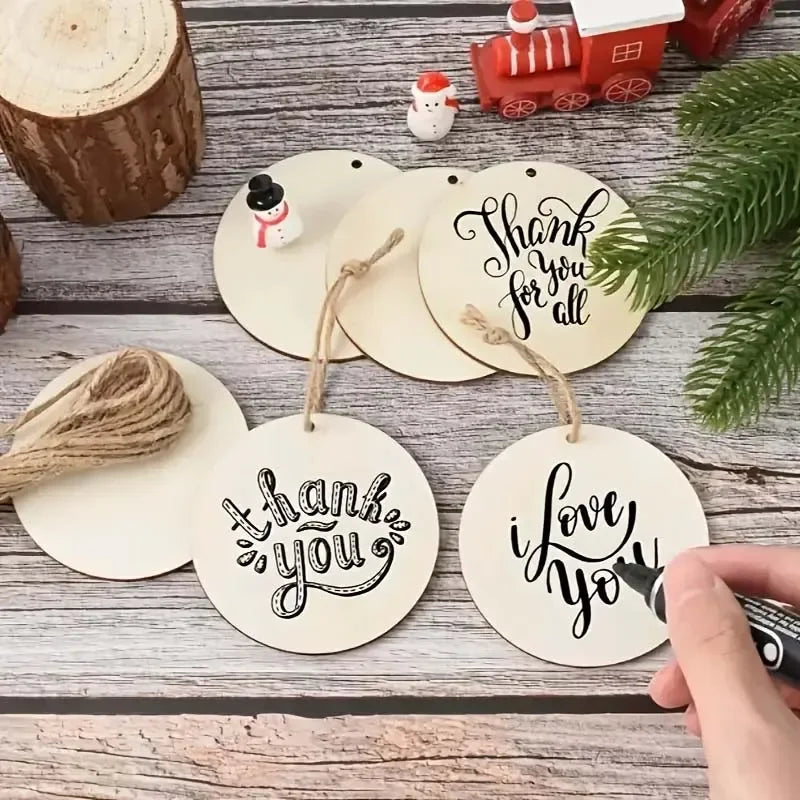 100pcs Round Wooden Circles - One Hole Wood Coin Discs for DIY Crafts, Party, Birthday, Christmas Decorations Zpaxo