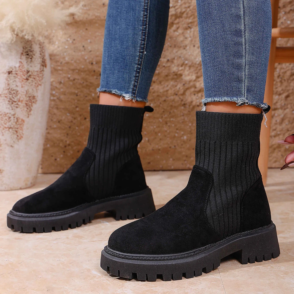 2025 New Women Boots Luxury Slip on Platform Shoes Women Comfortable Outdoor Designer Shoes Fashion Autumn Winter Ankle Boots Zpaxo