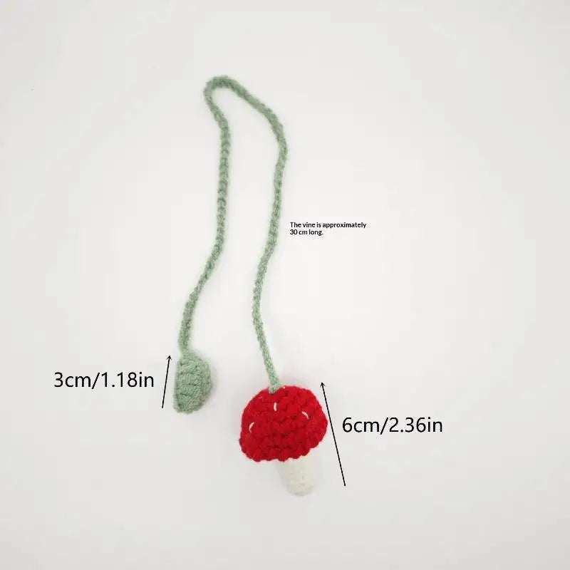 Handmade Crochet Sunflower Mushroom Car Mirror Charm Pendant