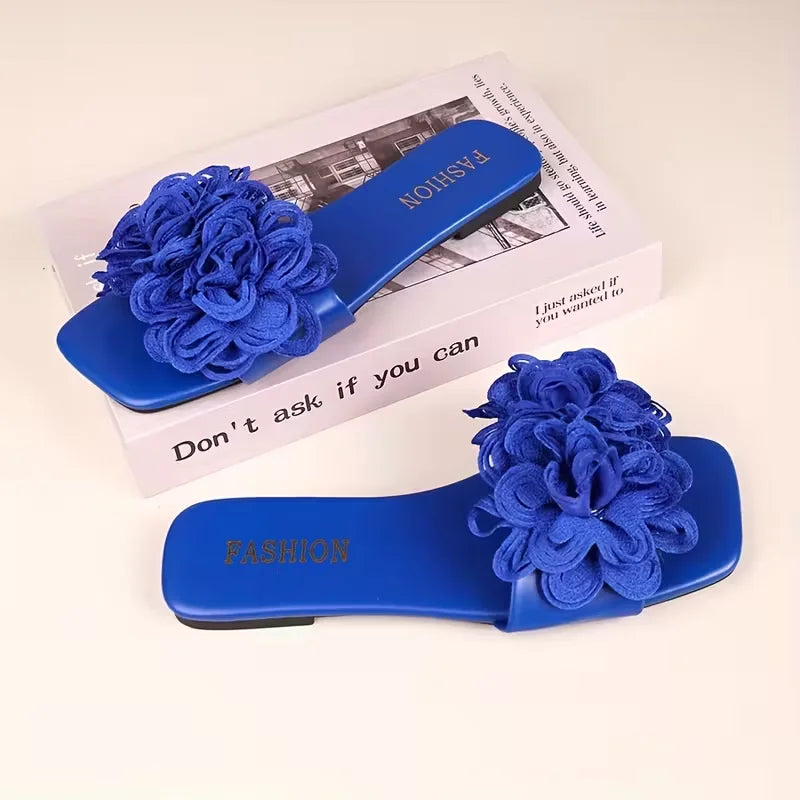 Women Flower Flat Slippers Summer Casual Walking Shoes Female Fashion Zpaxo